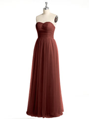 Sans Bretelles Col En Cœur Longue Tulle Robes De Demoiselle d'Honneur terracotta Grande Taille