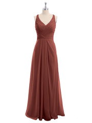 Col En V Mousseline Robe De Demoiselle d'Honneur Avec Dos Nu terracotta Grande Taille