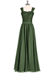 Robe Longue Epaule Bretelle Dentelle et Mousseline Olive Verte