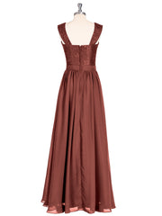 Robe Longue Epaule Bretelle Dentelle et Mousseline terracotta Grande Taille