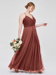 Dentelle Corsage Mousseline Jupe Robes Avec Fente terracotta