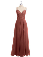 Dentelle Corsage Mousseline Jupe Robes Avec Fente terracotta Grande Taille