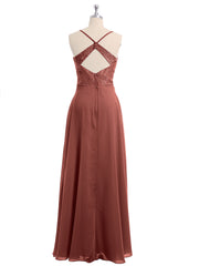 Dentelle Corsage Mousseline Jupe Robes Avec Fente terracotta Grande Taille