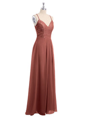 Dentelle Corsage Mousseline Jupe Robes Avec Fente terracotta Grande Taille