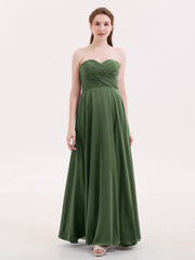 Sans Bretelles Col en Cœur Maxi Robe Demoiselle d'honneur Olive Verte Grande Taille