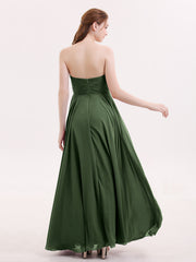 Sans Bretelles Col en Cœur Maxi Robe Demoiselle d'honneur Olive Verte Grande Taille