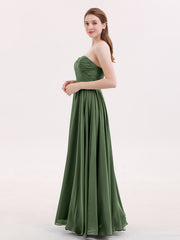 Sans Bretelles Col en Cœur Maxi Robe Demoiselle d'honneur Olive Verte Grande Taille