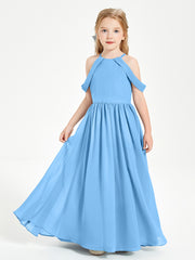 Robes de Demoiselle d'Honneur Junior à Hors de l'Épaule de Rêve Bleu