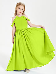 Robes de Demoiselle d'Honneur Junior à Hors de l'Épaule de Rêve Vert Citron