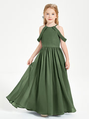 Robes de Demoiselle d'Honneur Junior à Hors de l'Épaule de Rêve Olive Verte