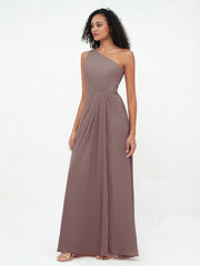 Robes Longues en Mousseline à Une Epaule avec Fente Dusk