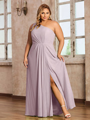 Robes Longues en Mousseline à Une Epaule avec Fente Dusk Grande Taille