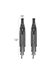 Boucles d'oreilles longues à pampilles noires et diamants