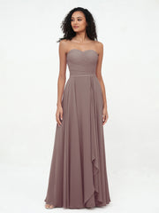 Robes Longues en Mousseline à Col en Cœur sans Bretelles Dusk