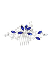 Peigne Perles et Strass Bleus Élégant 3 Pcs