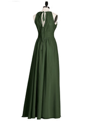 Licou Mousseline Robe Demoiselle d'honneures avec Ceinture Nœud Olive Verte Grande Taille