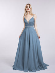 Bretelle Spaghetti Dentelle et Mousseline Robe Bleu de Schiste