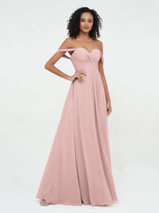 Hors de l'Epaule Robes Empire avec Col en Cœur Rose Poudré