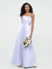 Bretelles Spaghetti Corsage Plissé Robes en Satin Lavande