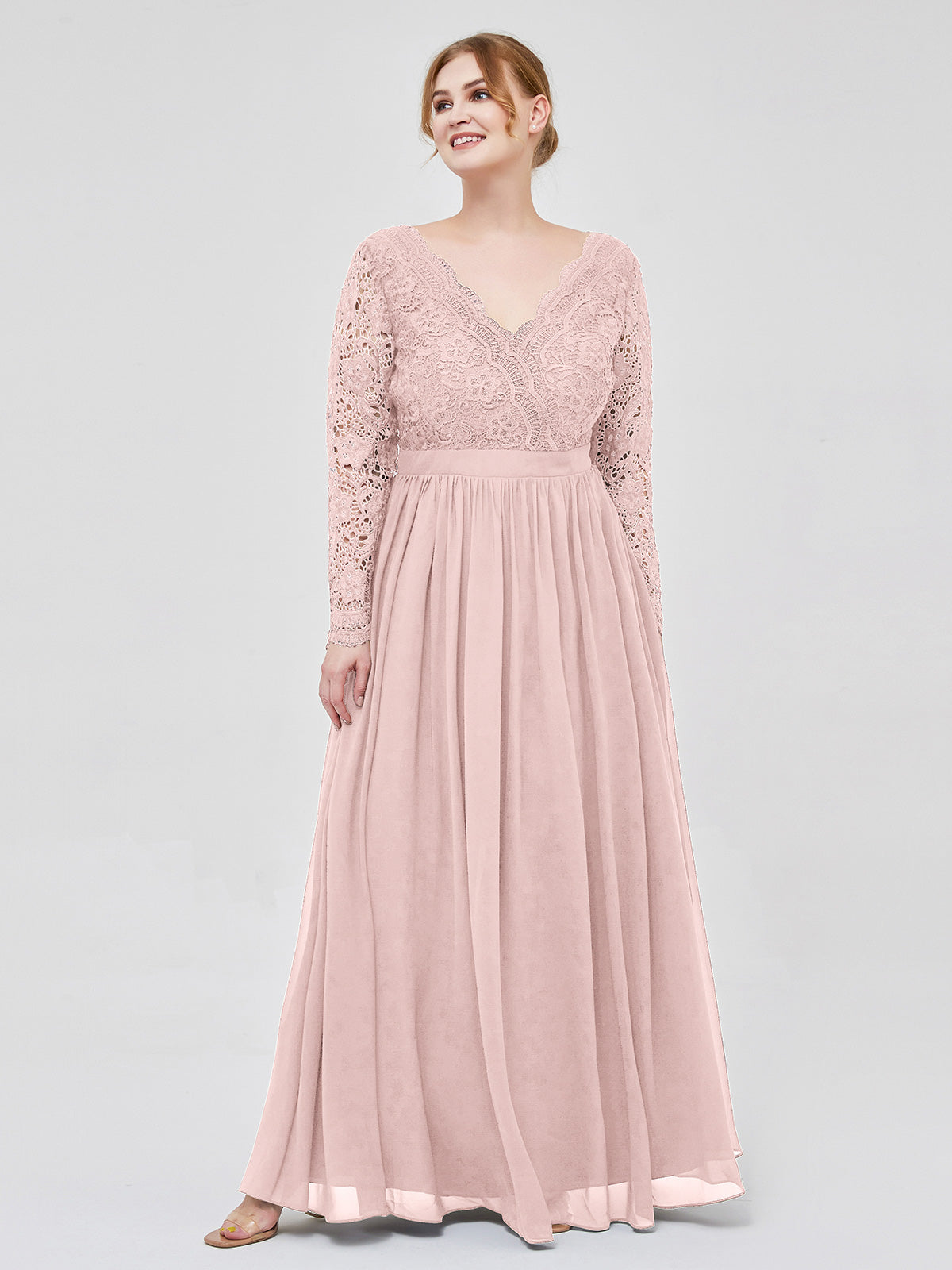 Robe longue rose poudré best sale grande taille