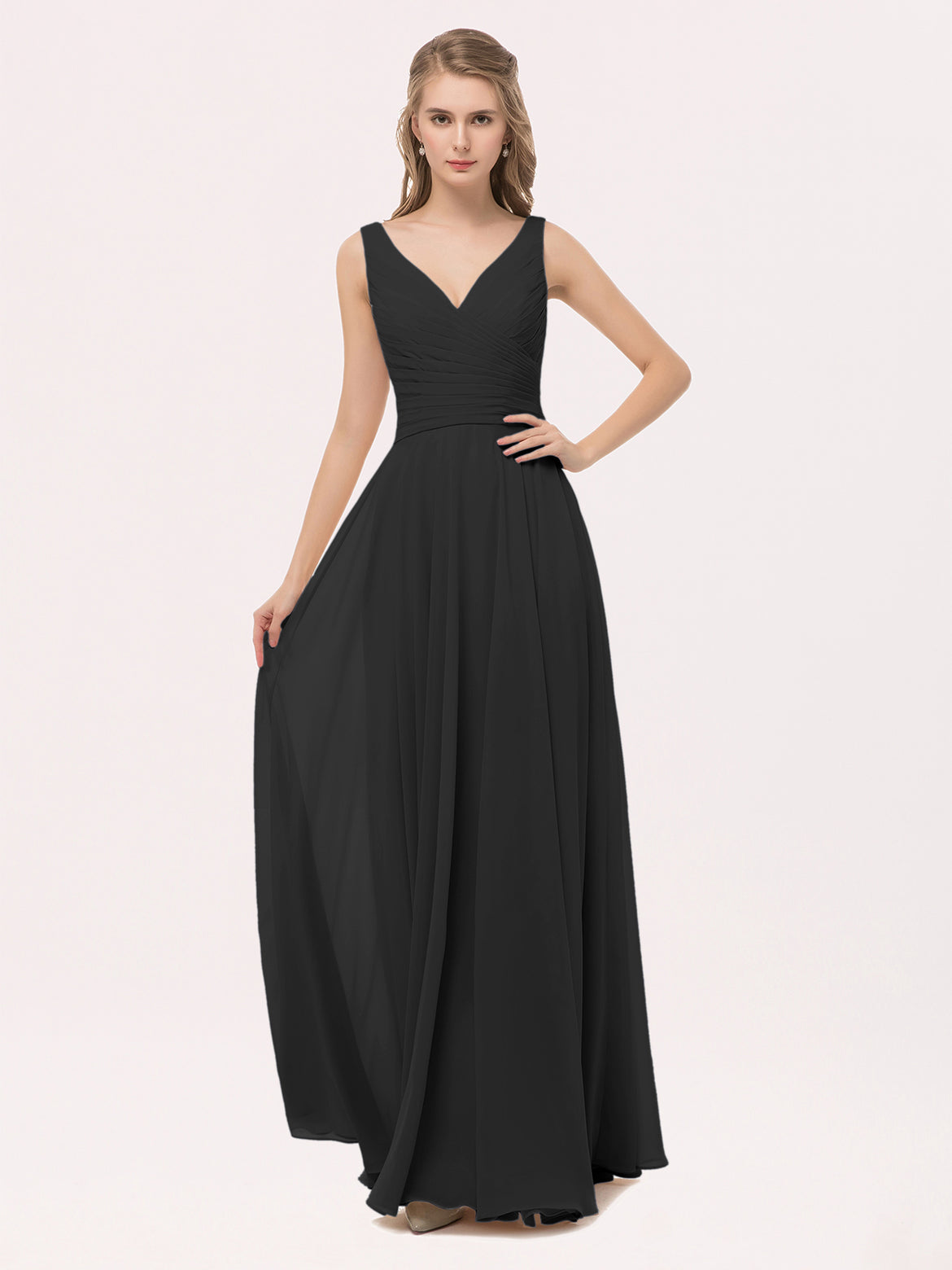 Robe De Soirée Noire Sans Bretelles En Mousseline - Demoiselle D'honneur | Taille S-M