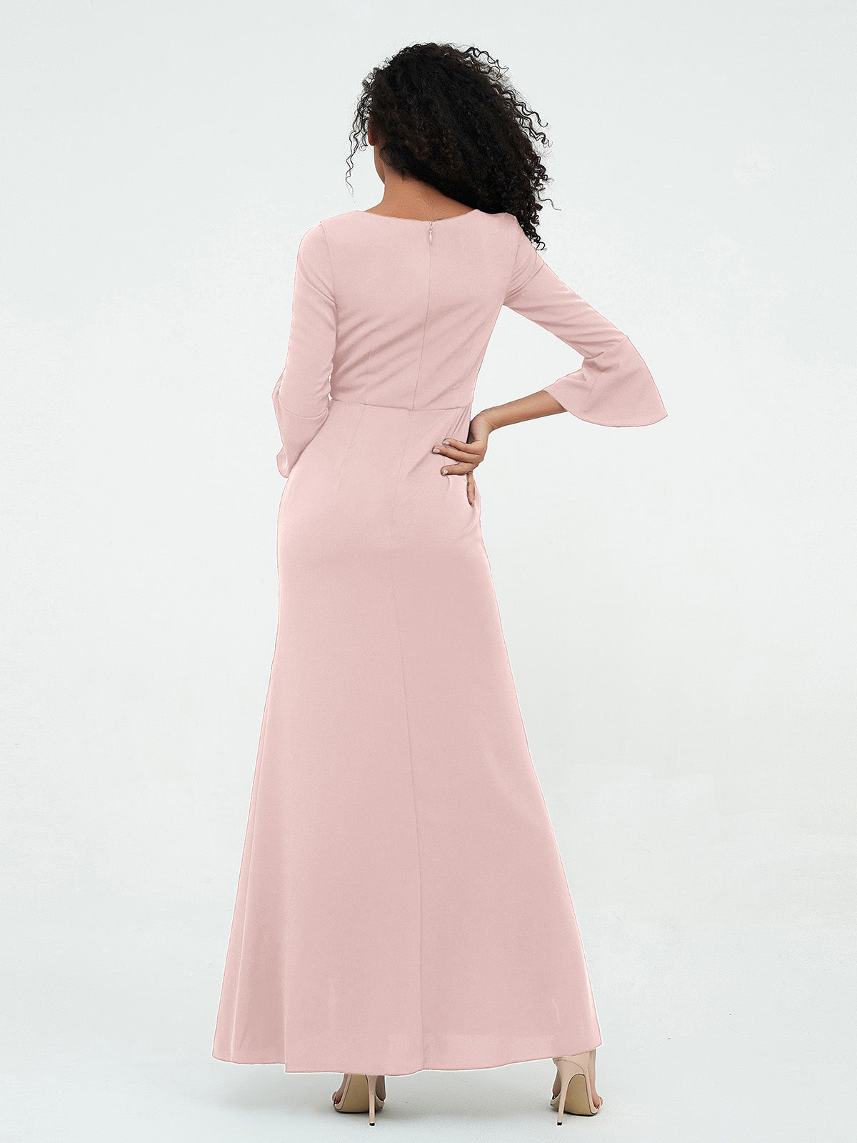 Robe rose poudré online manche longue