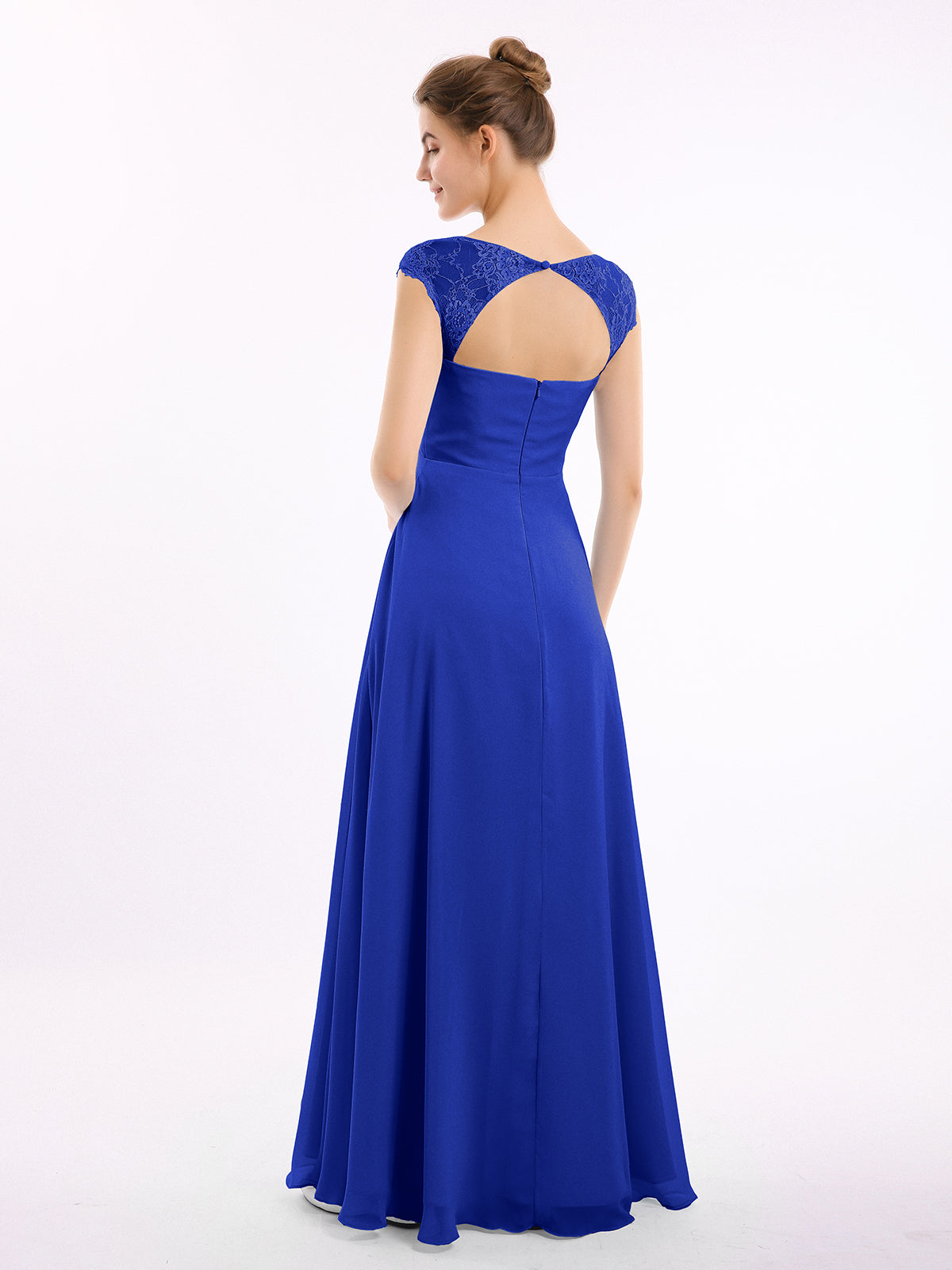 Robe D'été Femme Longue En Mousseline - Fendue Sur Le Côté - Col Rond Et Dentelle - Robe De Soirée Ou Décontractée - 2