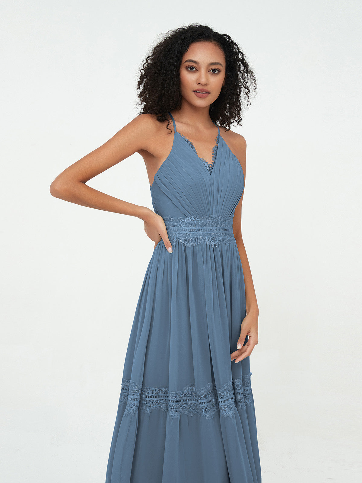 Boho Robes Jupe à Plusieurs Niveaux en Dentelle et Mousseline Bleu de ...